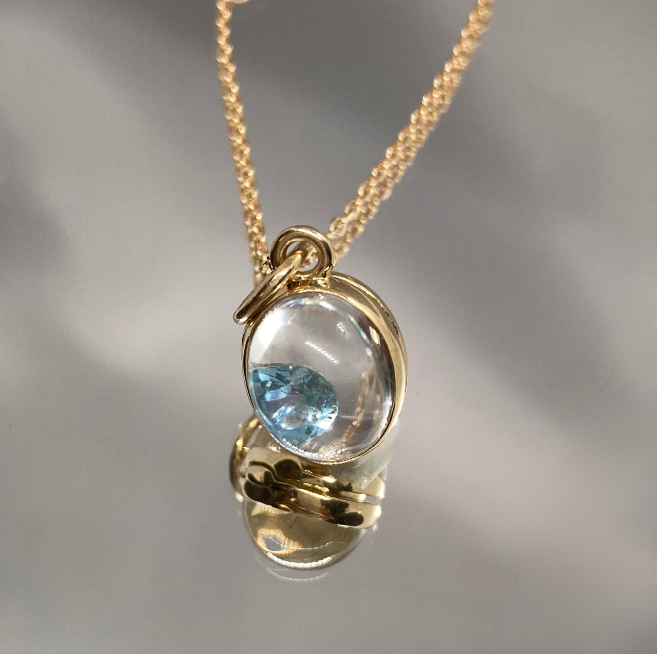 エシカルロッククリスタル(水晶)ロケットペンダント