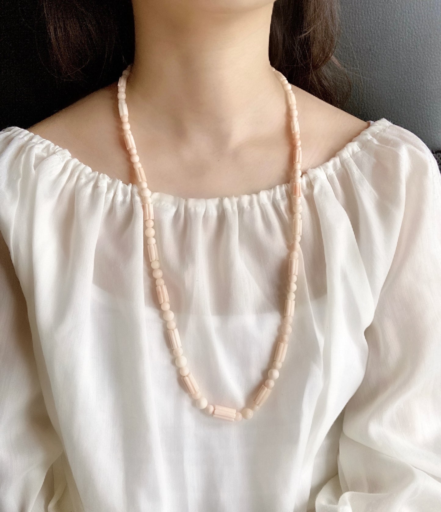 サンゴロングネックレス(ラムネ)