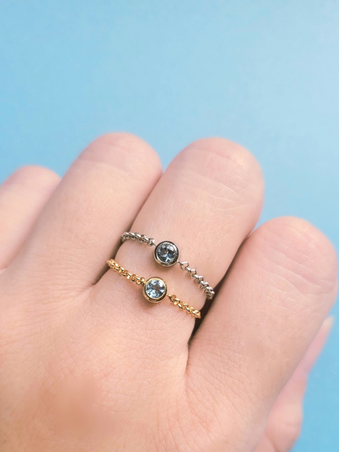 エシカルアクアマリンチェーンリング（プラチナ）